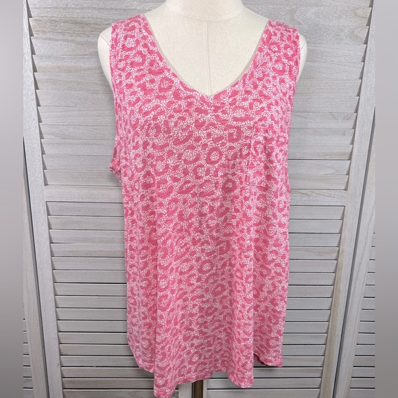 TORRID Classic Fit 100% Cotton Tank Top Pink Cheetah Print-1X - Picture 1 of 3